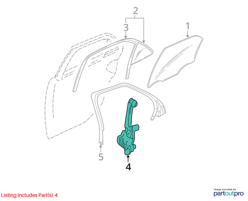 Passenger Rear Window Regulator Electric Includes Motor Fits 05-11 STS