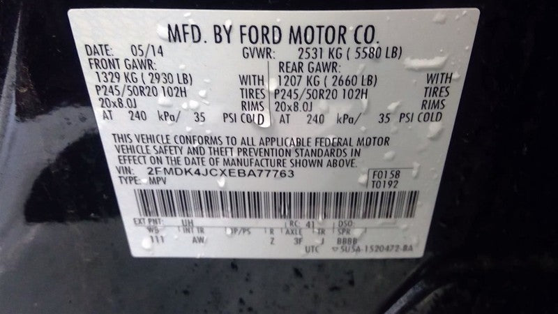 Automatic Transmission 6 Speed 3.7L AWD ID DA8P-7000-RB Fits 14-15 MKX