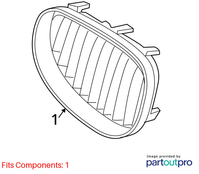 Passenger Grille Upper Bumper Mounted Fits 06-10 BMW 550i 1563597