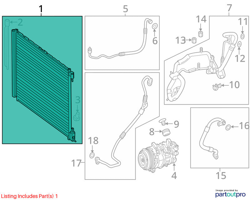 AC Condenser 205 Type Coupe And Convertible Fits 15-23 MERCEDES C-CLAS