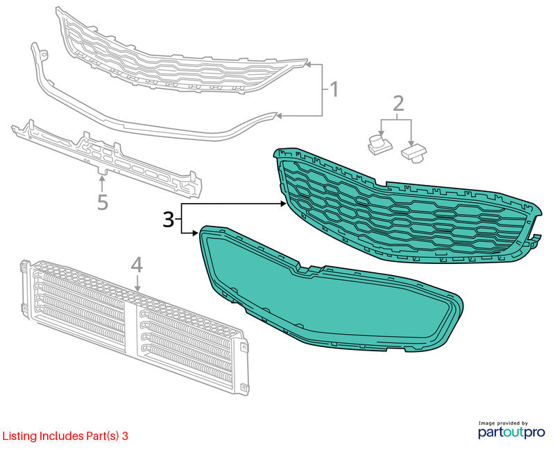 Grille Center Without Redline Package Fits 16-18 MALIBU 2003991