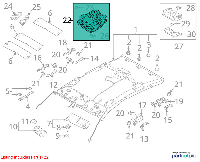 Console Front Korea Built VIN K 1st Digit Roof Fits 16-20 OPTIMA 16523