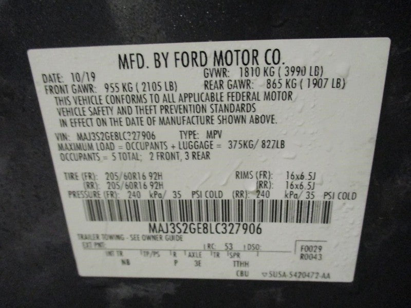 Driver Left Sun Visor Fits 18-20 ECOSPORT 1736400