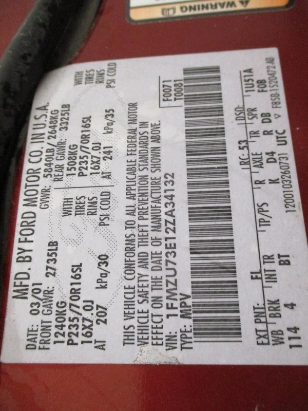 EXPLORER 2002 Seat Rear 2018536