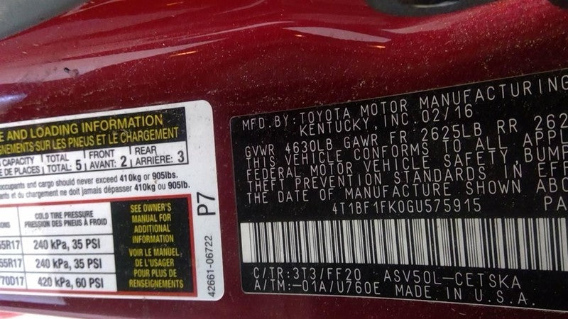 Passenger Headlight Halogen Without Black Trim Fits 15-17 CAMRY 164000