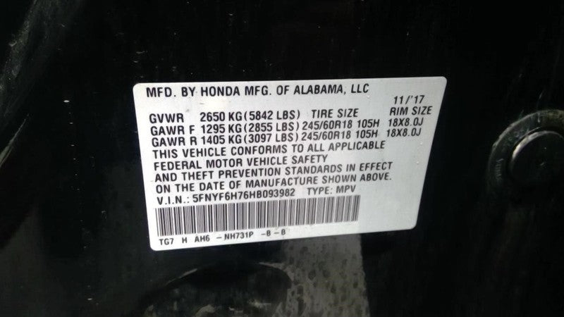 Console Front Floor Fits 17-23 RIDGELINE 1870906
