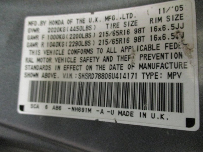 Engine 2.4L D 5th Digit England Built VIN U Fits 05-06 CR-V 1728205