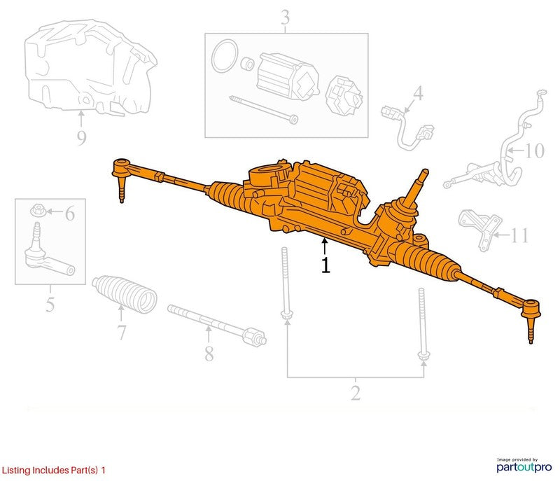 Steering Gear/Rack Power Rack And Pinion VIN 1 Opt NJ2 Fits 14-16 IMPA
