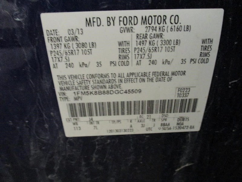 Front Bumper Reinforcement Fits 11-15 EXPLORER 1992566