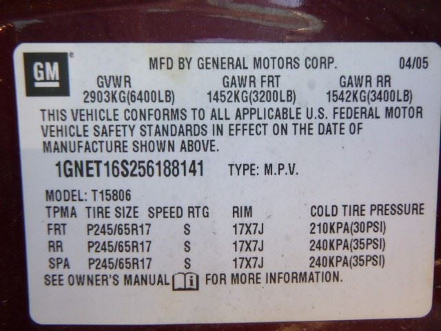 Rear Axle 3.42 Axle Ratio Opt GU6 Fits 02-05 ENVOY XL 1106025