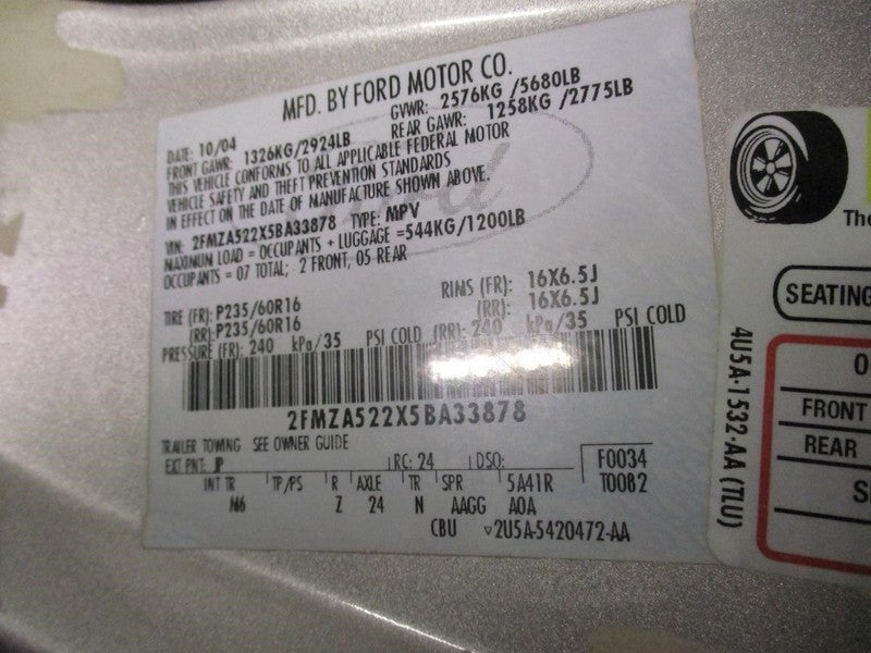 Speedometer Cluster MPH With Message Center Fits 05 FREESTAR 1995116