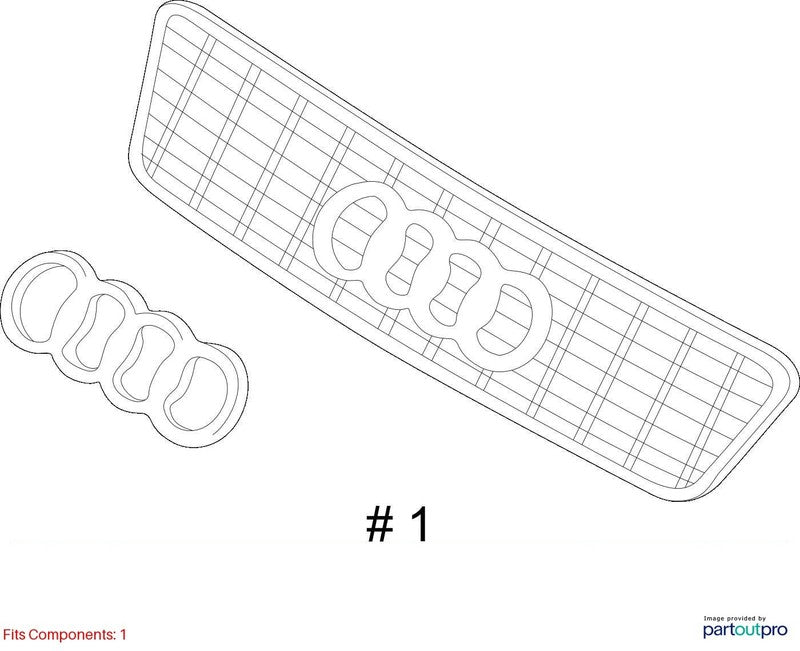 Grille Model VIN D 8th Digit Upper Fits 00-03 AUDI A8 1952027