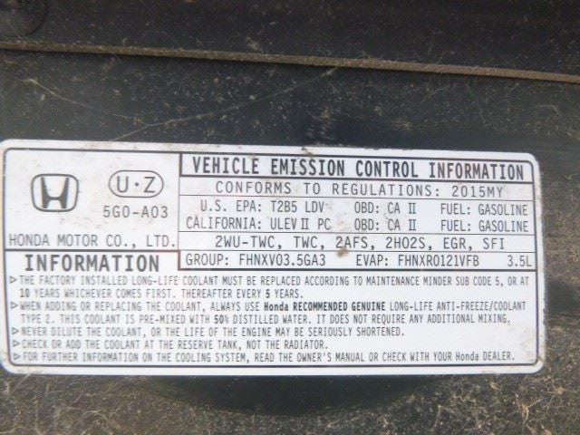 Engine 3.5L VIN 2 6th Digit Automatic Ulev II Fits 15-17 ACCORD 171347