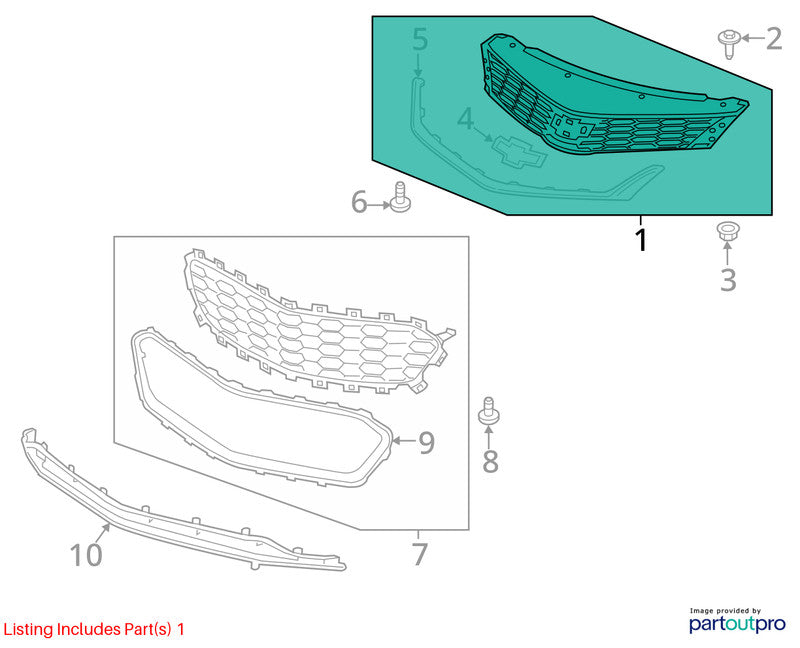 Grille Upper Without Rs Package L Model Fits 16-18 CRUZE 1928229