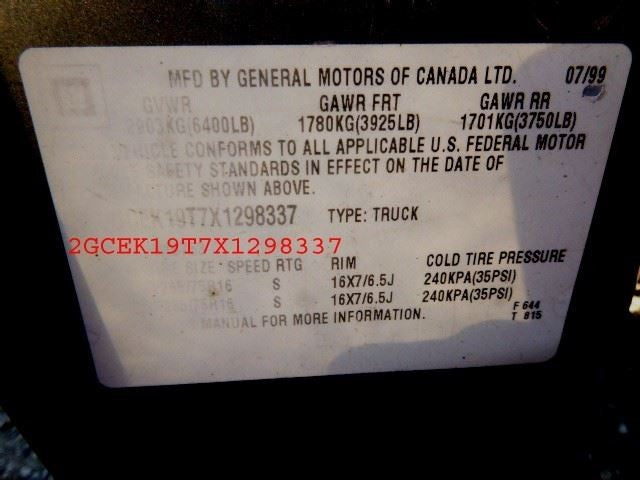 Driver Left Tail Light Wideside Fits 99-03 SIERRA 1500 PICKUP 1619618