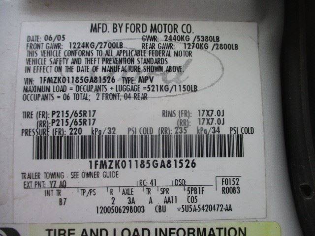 Alternator ID 5F9T-10300-AC Fits 05-07 FIVE HUNDRED 1900364