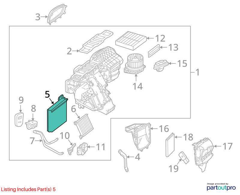 AC Evaporator 166 Type Suv VIN D 4th Digit Fits 16-19 MERCEDES GLE-CLA