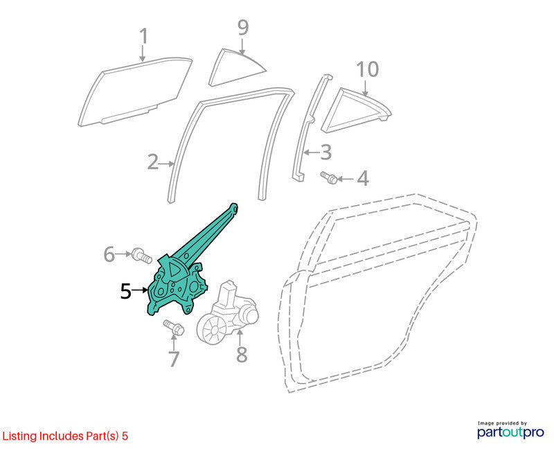 Passenger Rear Window Regulator Electric Fits 07-11 CAMRY 2034859