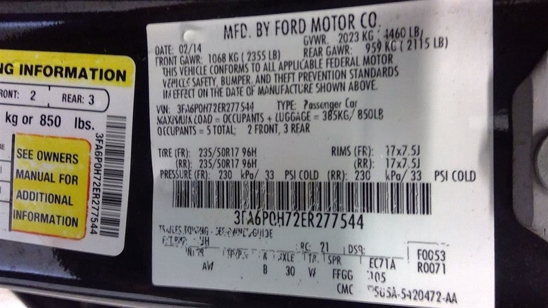 Engine Gasoline 2.5L VIN 7 8th Digit Fits 13-16 FUSION 1710862