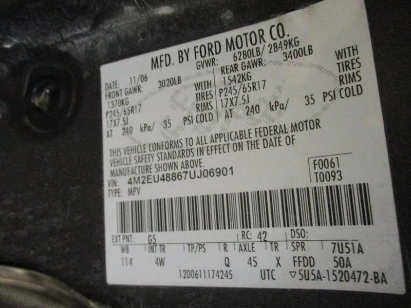 Mercury Mountaineer 2007 Headrest Used 3872