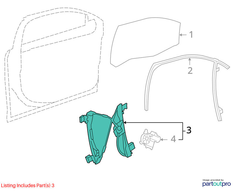 Passenger Front Window Regulator VIN P 4th Digit Fits 12-16 CRUZE 2014