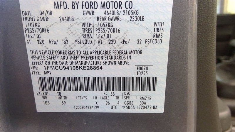 Passenger Right Headlight Clear Background Fits 08-12 ESCAPE 1659805