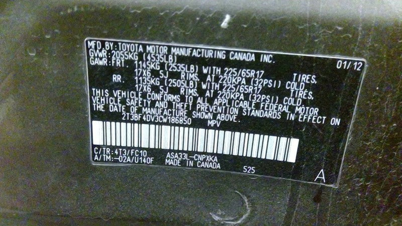 Passenger Rear Window Regulator Electric Windows EV Fits 06-14 RAV4 18