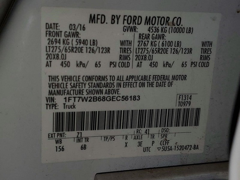 F250SD 2016 Seat Belt Rear 2015449