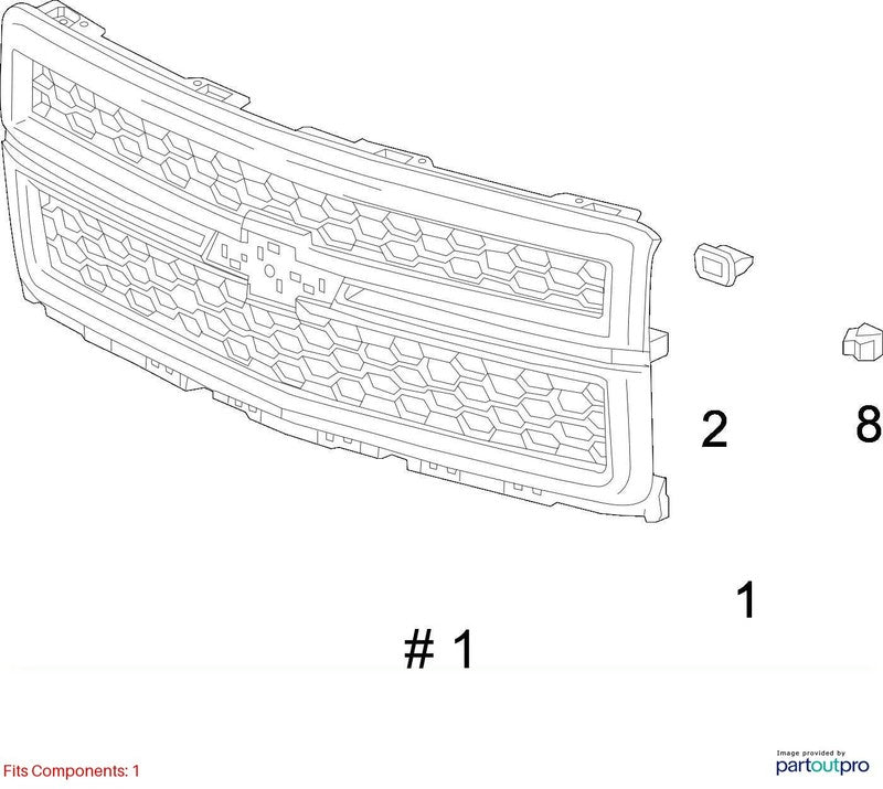 Grille Black Surround Work Truck Fits 14-15 SILVERADO 1500 PICKUP 1859
