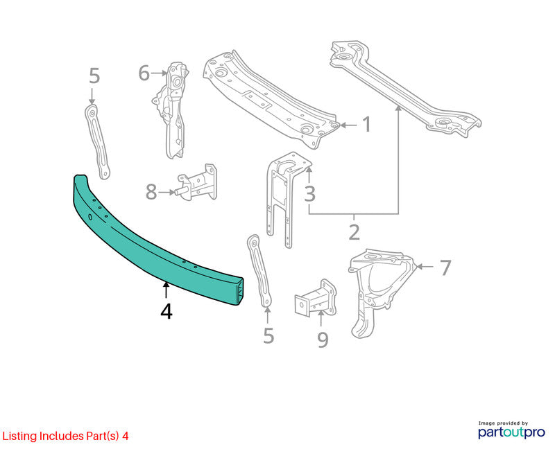 Front Bumper Reinforcement 164 Type GL450 Fits 07-12 MERCEDES GL-CLASS
