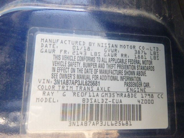 Driver Left Tail Light Quarter Panel Mounted Fits 16-19 SENTRA 1503240