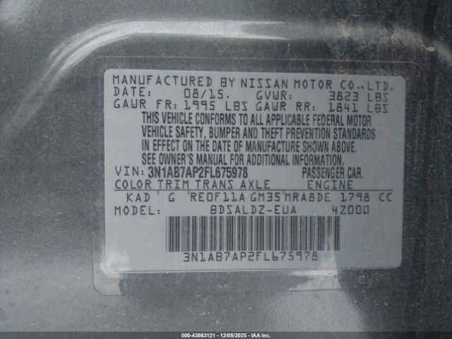 Driver Left Sun Visor Without Sunroof Fits 13-19 SENTRA 1745985