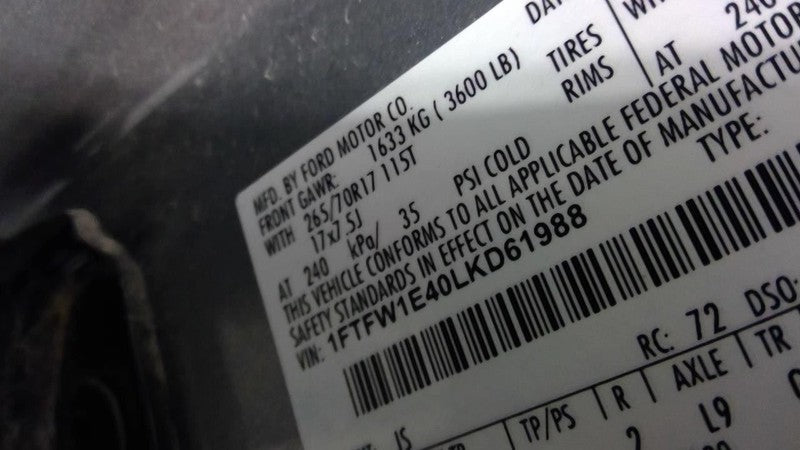 F150 2020 Seat Belt Rear 1730413