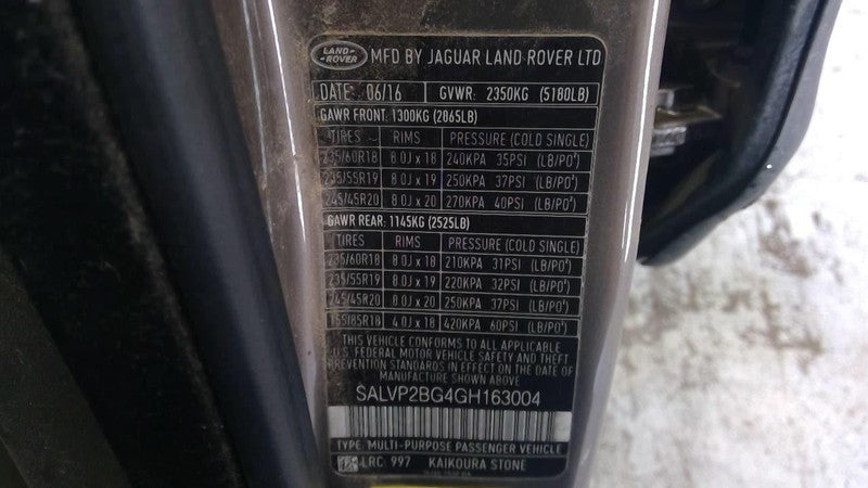 Driver Left Rear Door Glass Fits 12-19 EVOQUE 1876495