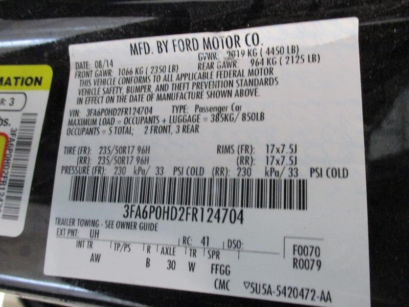 Ford Fusion 2015 Headrest Used 9612