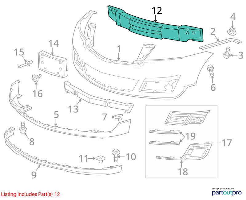 Front Bumper Reinforcement Fits 08-17 ENCLAVE 2022968
