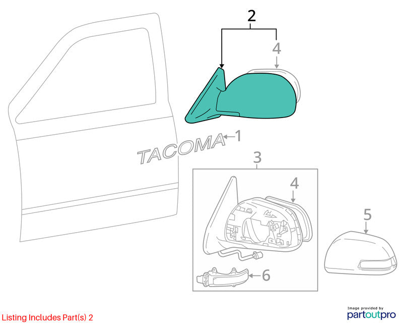 Driver Left Side View Mirror Manual Fits 05-11 TACOMA 1629633
