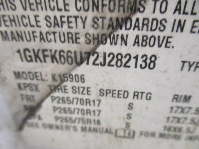 DENALI XL 2002 Seat Belt Rear 1681620