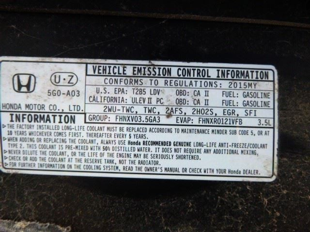 Engine 3.5L VIN 2 6th Digit Automatic Ulev II Fits 15-17 ACCORD 171347