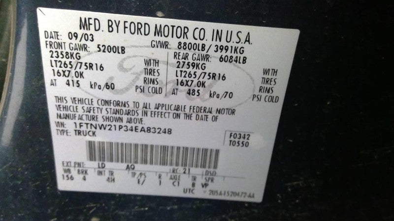 Driver Front Window Regulator Electric Fits 03-12 FORD F250SD PICKUP 1