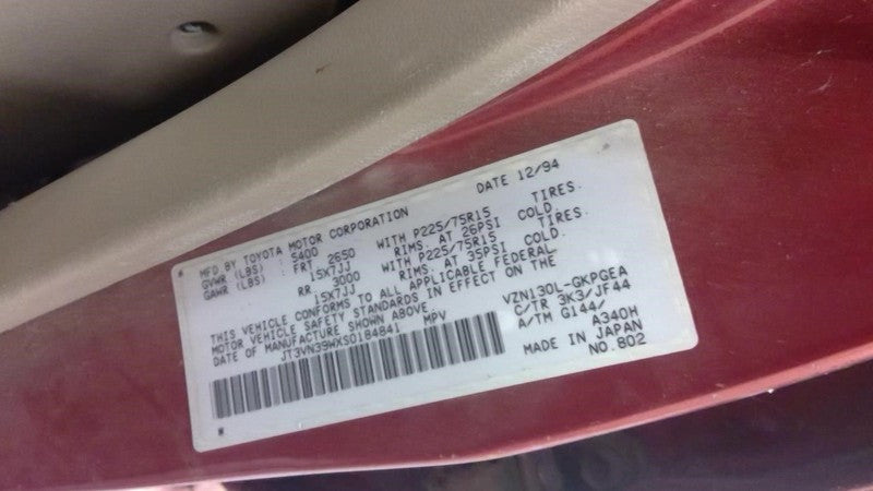 4 RUNNER 1995 Seat Rear 1933754