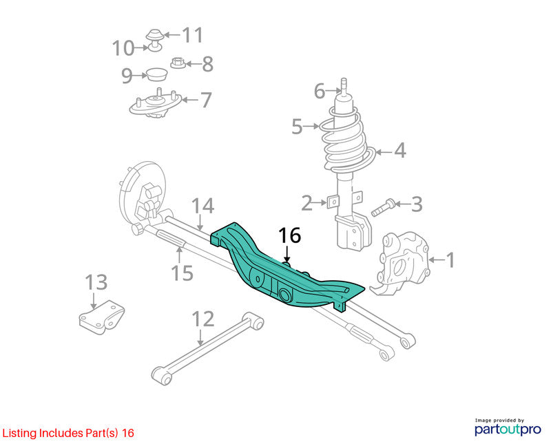 Crossmember/K-Frame Rear VIN W 4th Digit Limited Fits 00-16 IMPALA 193