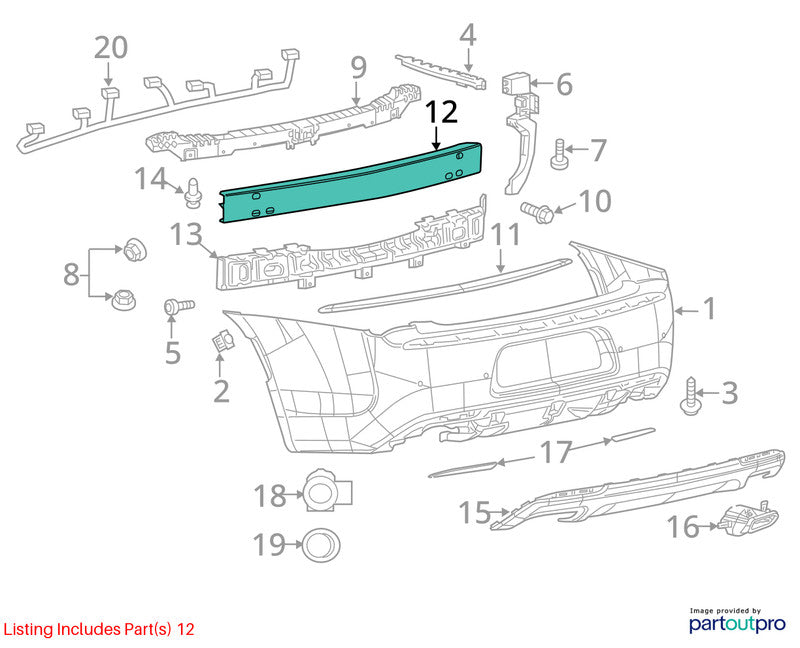 Rear Bumper Reinforcement Fits 15-23 300 1664738