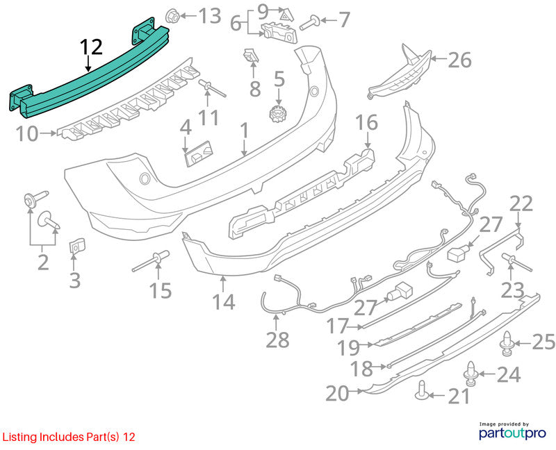 Rear Bumper Reinforcement Without Tow Package Fits 15-19 MKC 1736842