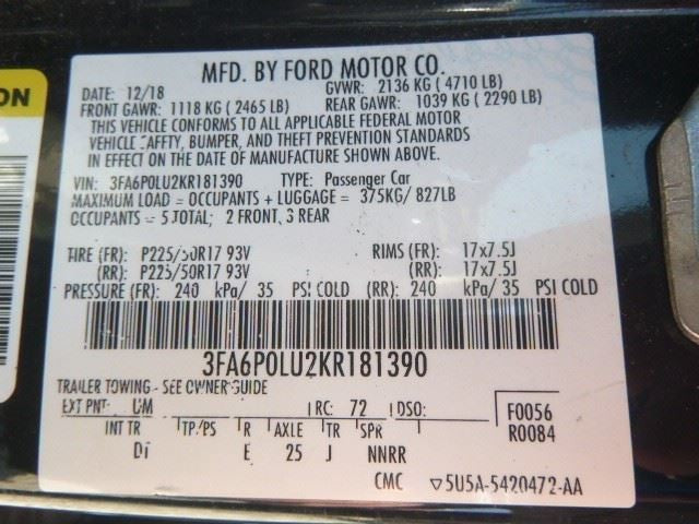 AC Compressor VIN U 8th Digit Hybrid Electric Fits 13-20 FUSION 150316
