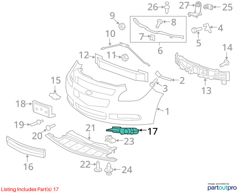Driver Left Grille LT Without Fog Lamps Lower Fits 08-12 MALIBU 189428