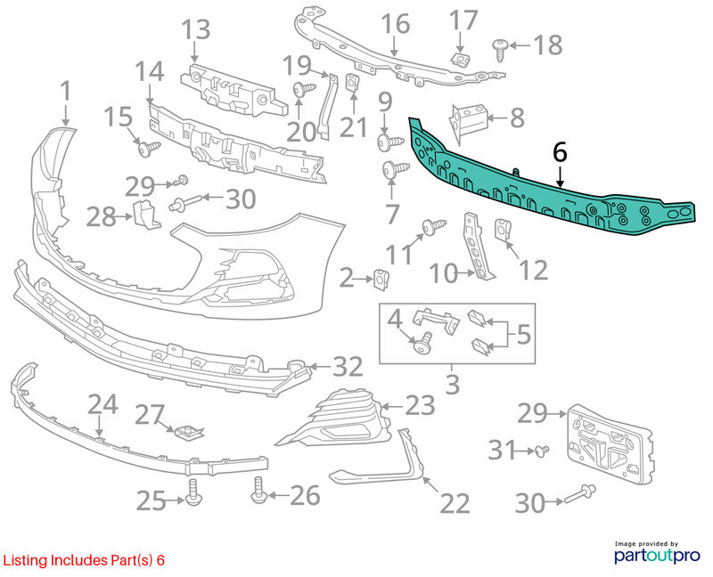Front Bumper Reinforcement Fits 16-19 CRUZE 1712327