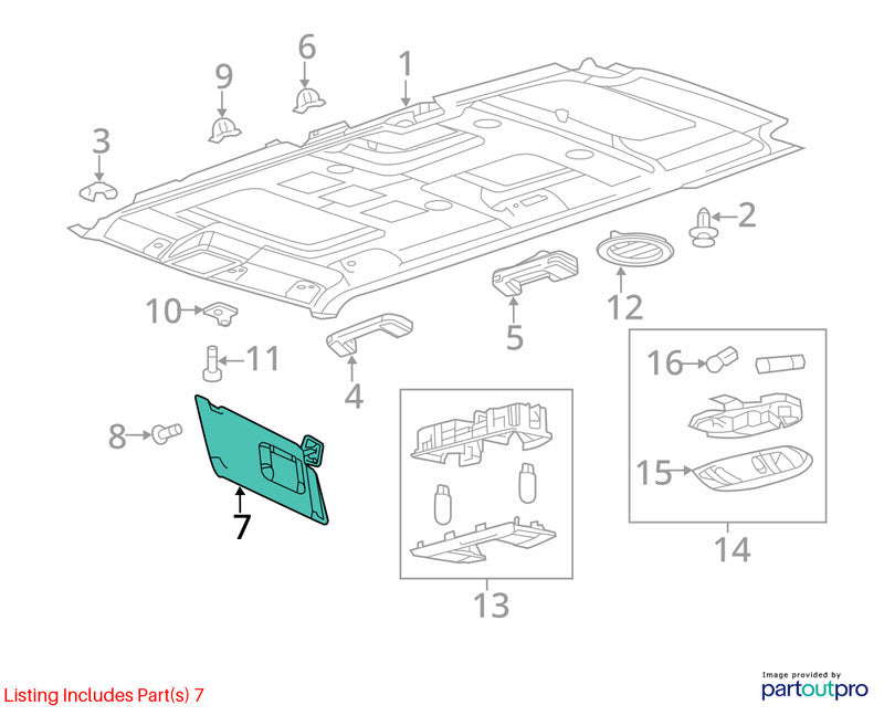 Driver Sun Visor With Garage Door Opener Thru 11/30/09 Fits 09 FLEX 19