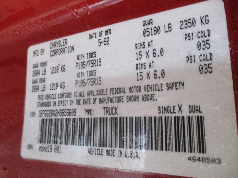 DAKOTA 1992 Sun Visor 1923955