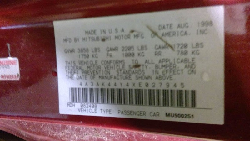 ECLIPSE 1999 Seat Belt Front 1686540